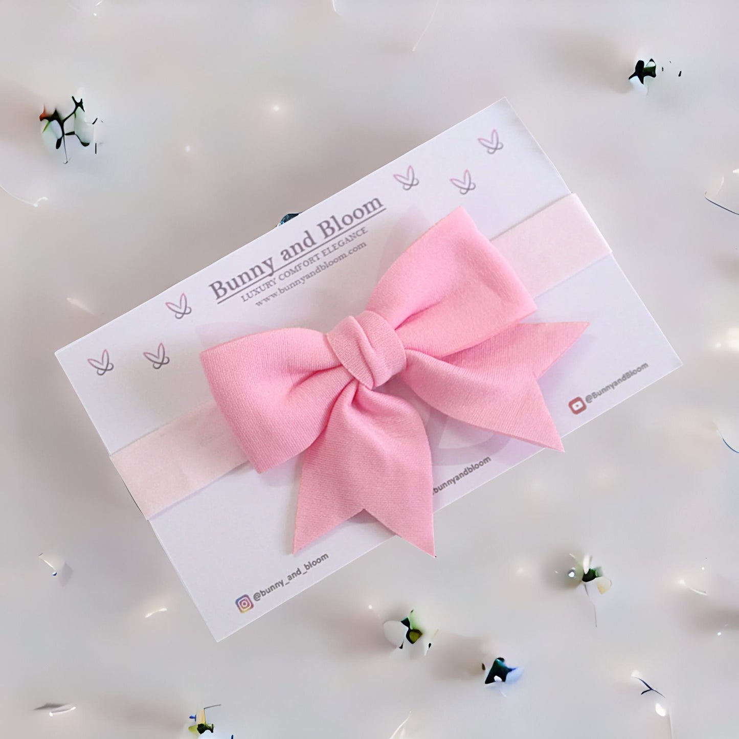Plain Bow Hairband - Baby Pink