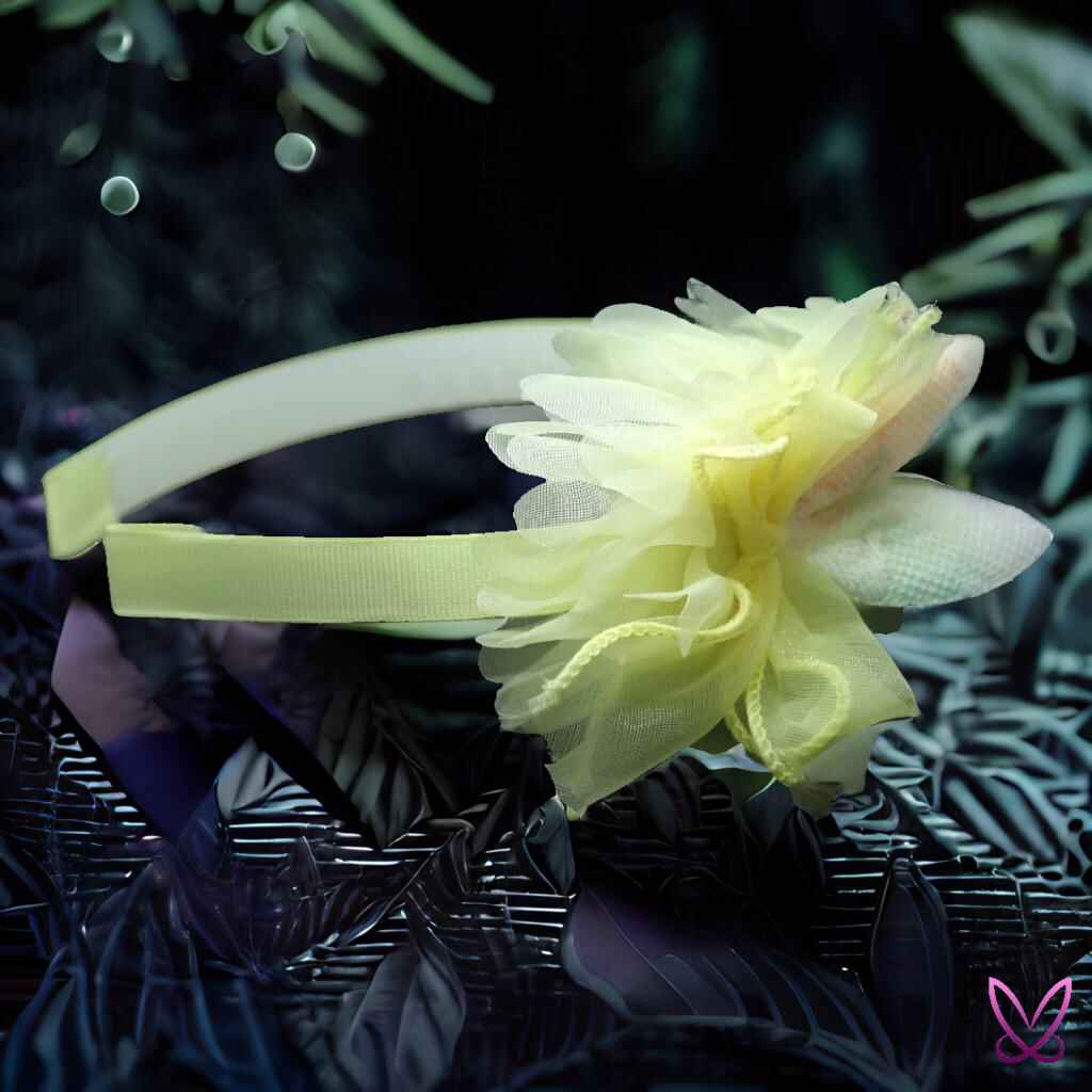 Bunny Ear Hairband - Yellow with Pink and Blue Ears