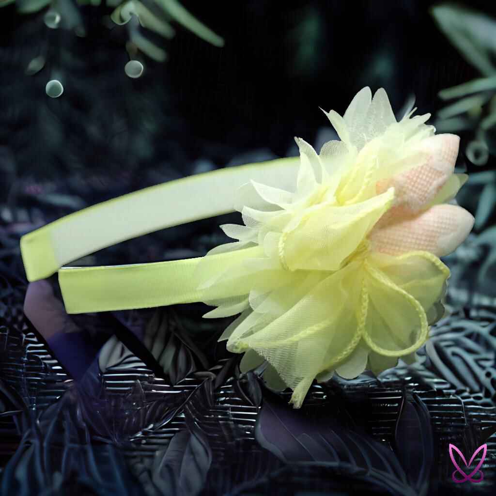 Bunny Ear Hairband - Yellow with Pink Ears