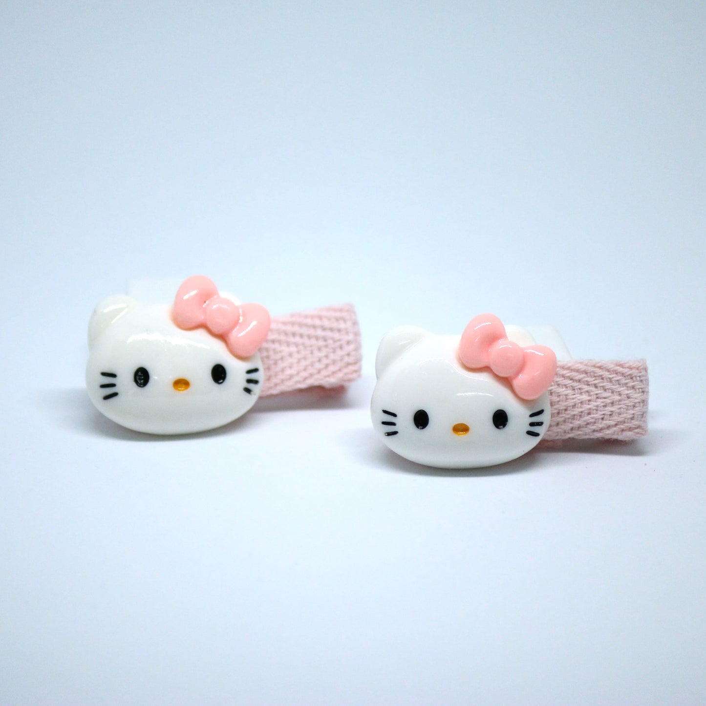 Hello Kitty Bow Hair Clips with Baby Pink Accents