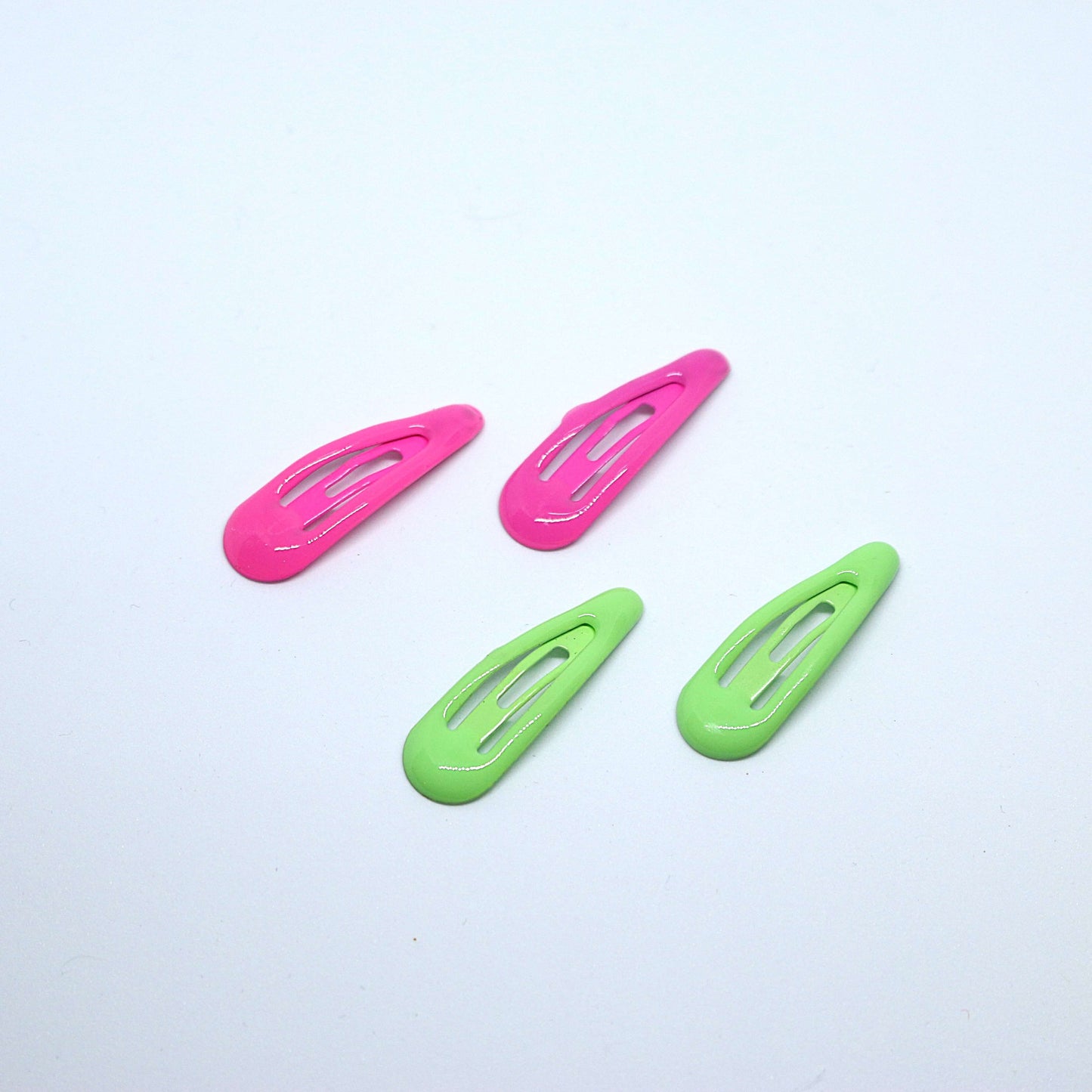 Gloss finish tic tac small hair clips - Bright pink and Baby green