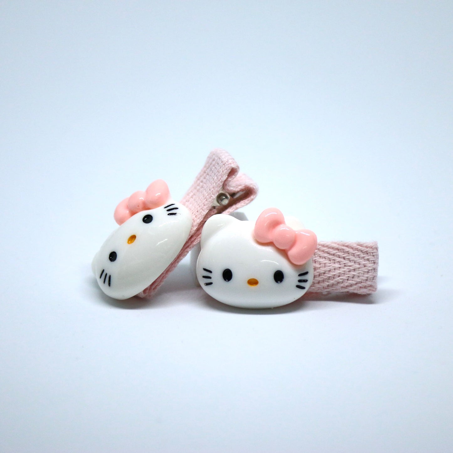 Hello Kitty Bow Hair Clips with Baby Pink Accents
