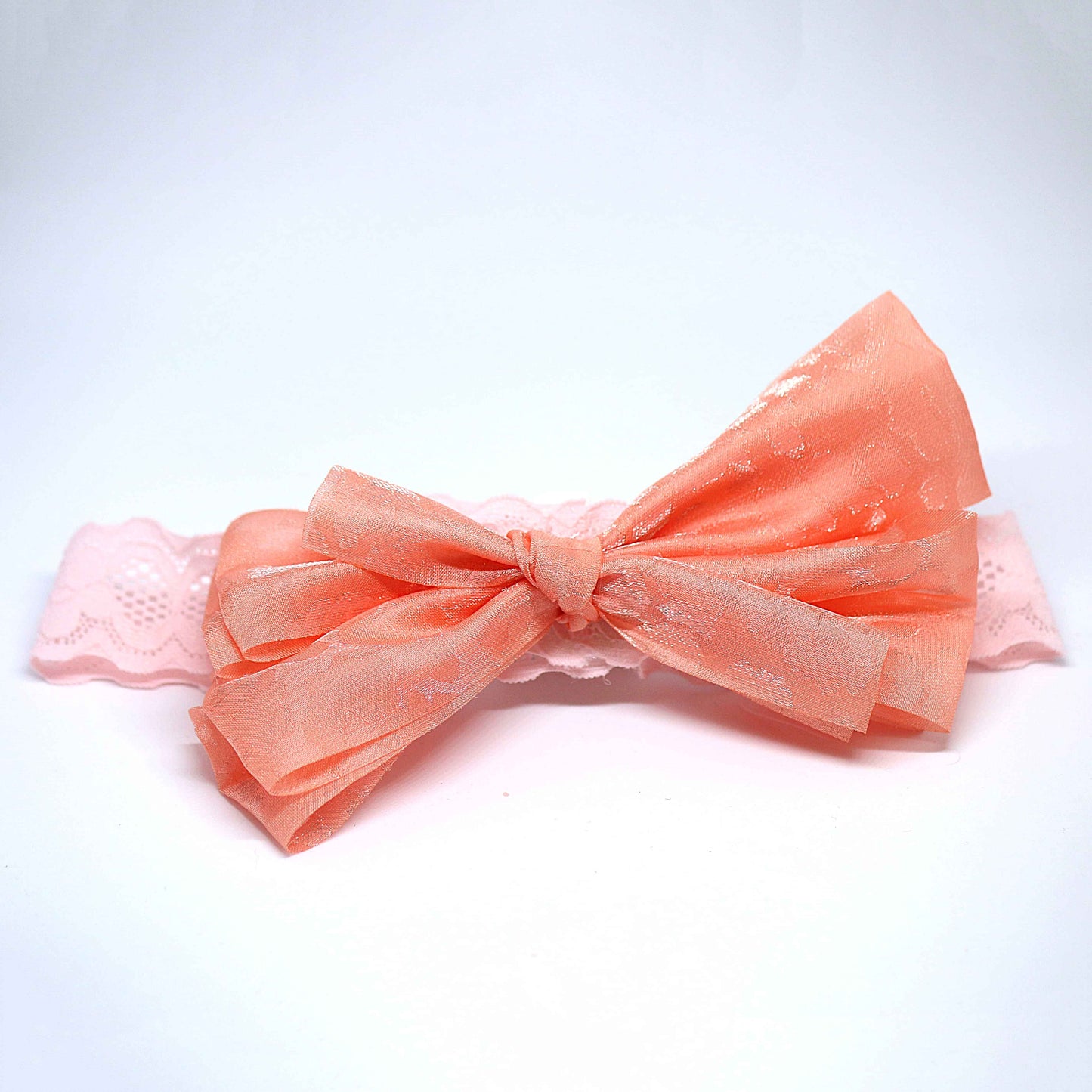 White and Peachy Orange Floral Socks and Hairband Set