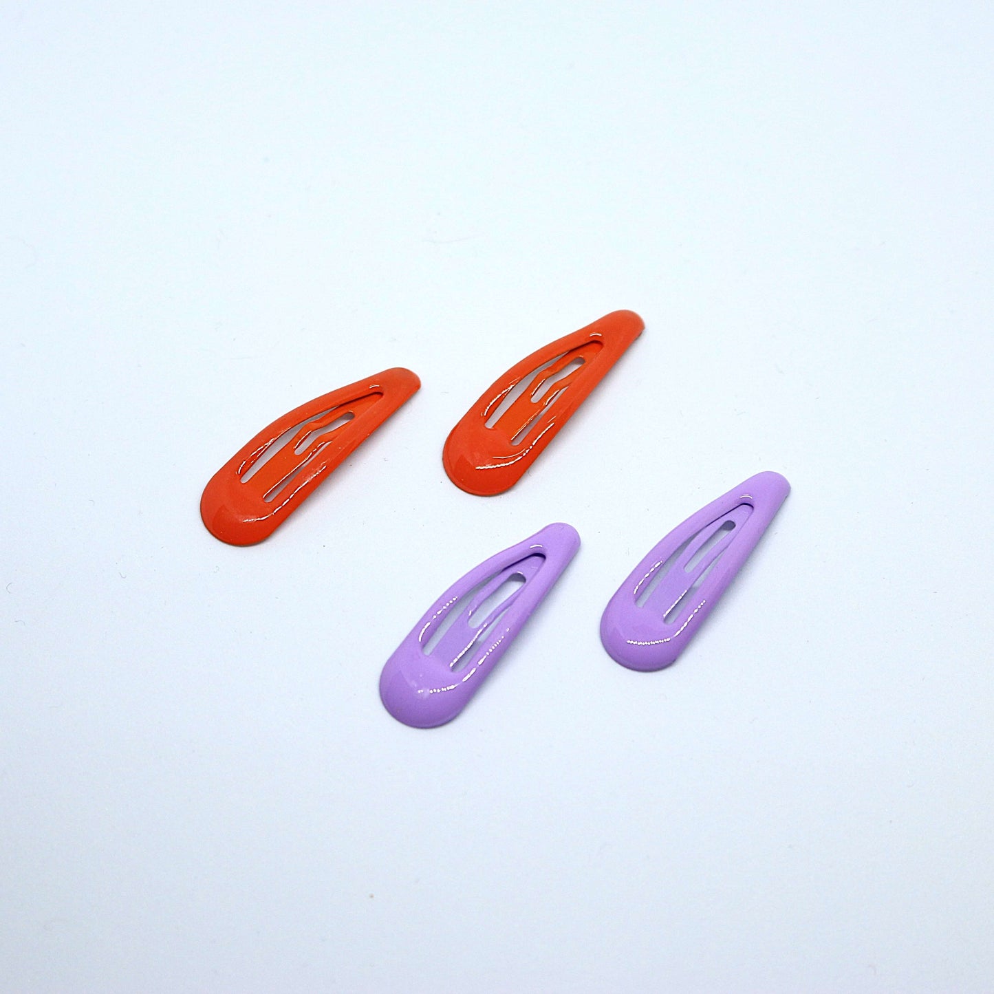 Gloss finish tic tac small hair clips - Orange and Lilac / Light purple