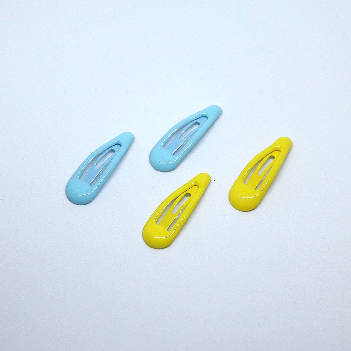 Gloss finish tic tac small hair clips - Yellow and Light blue