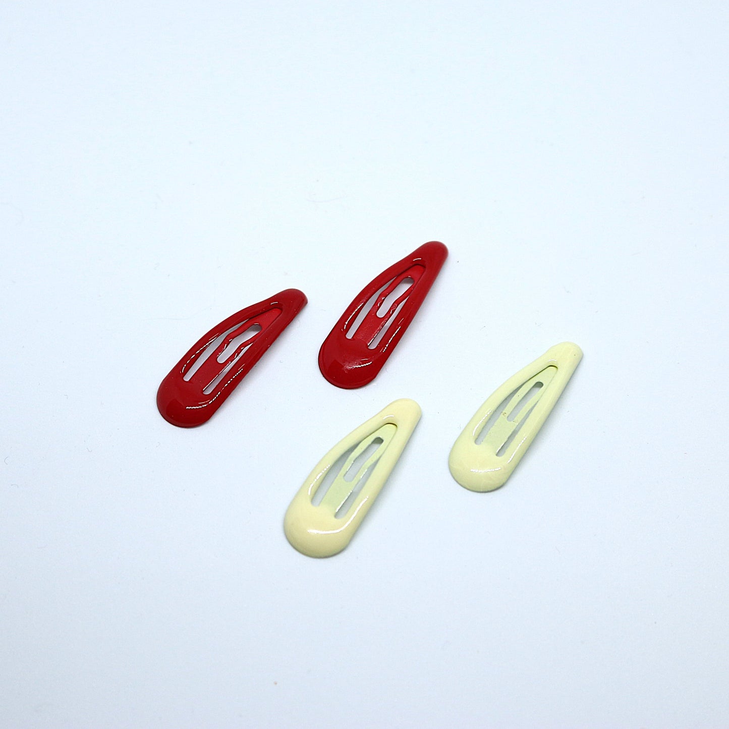 Gloss finish tic tac small hair clips - Red and Off white