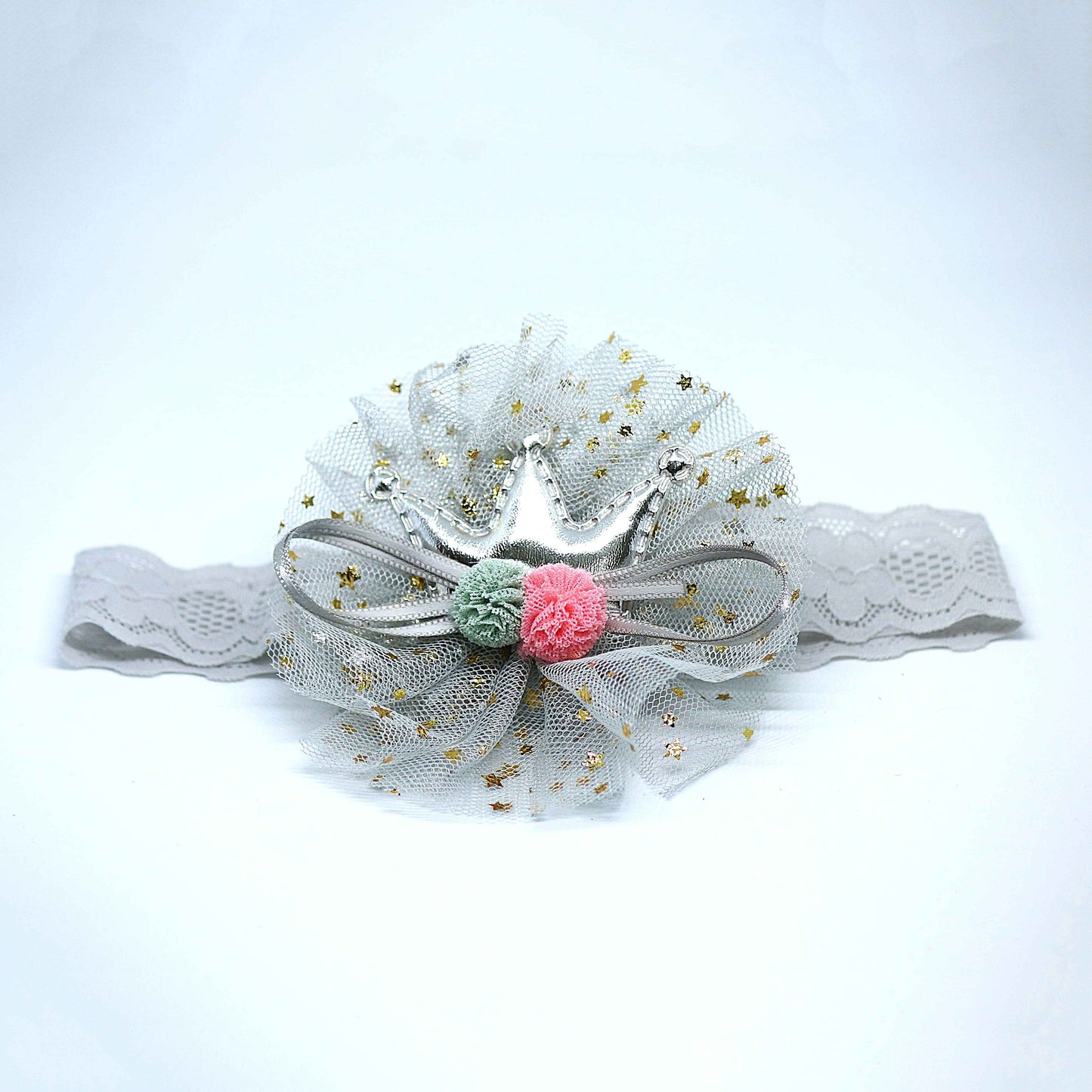 Grey and Peach Pom-Pom Socks and Hairband Set