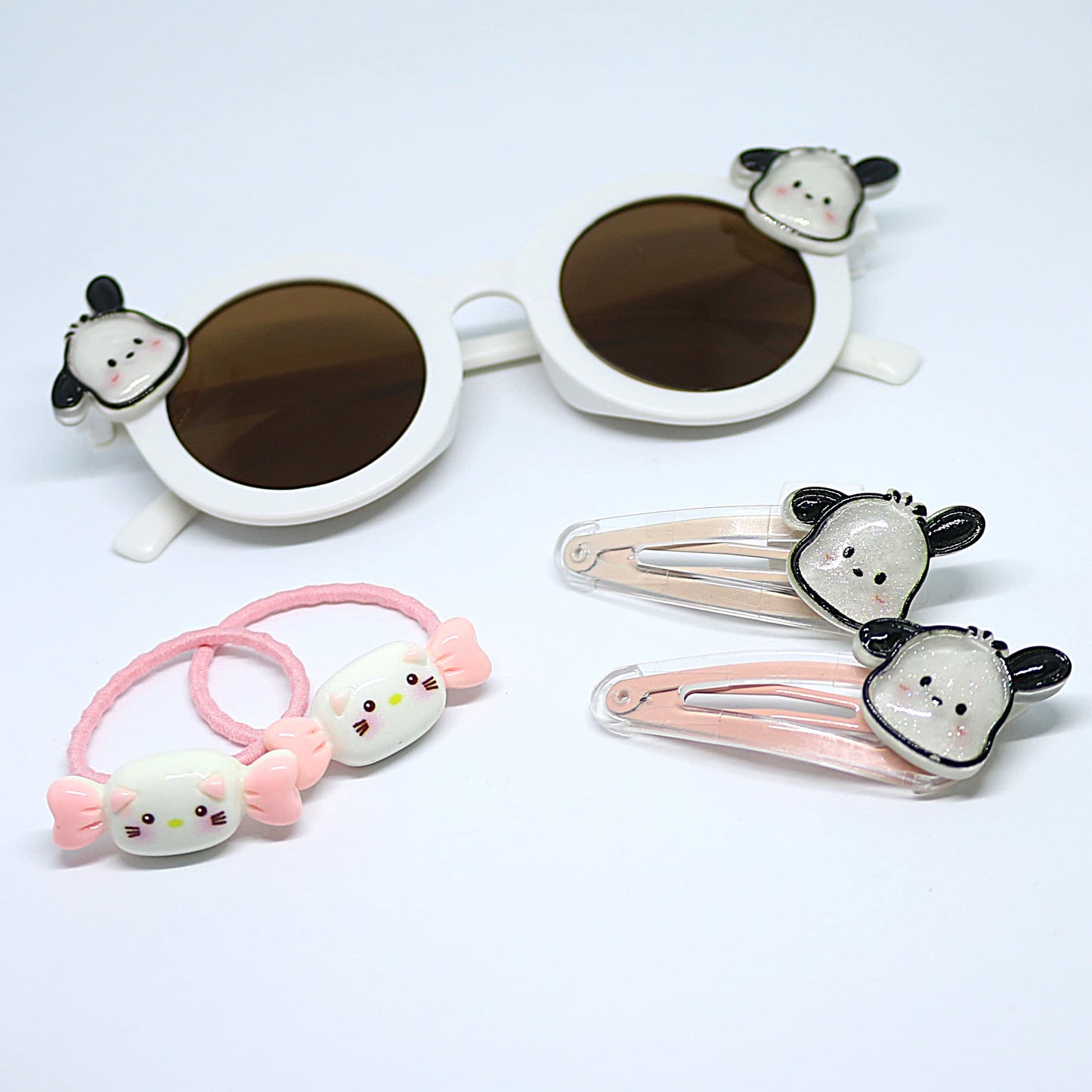 Panda Charm White Sunglasses and Hair Accessory Set