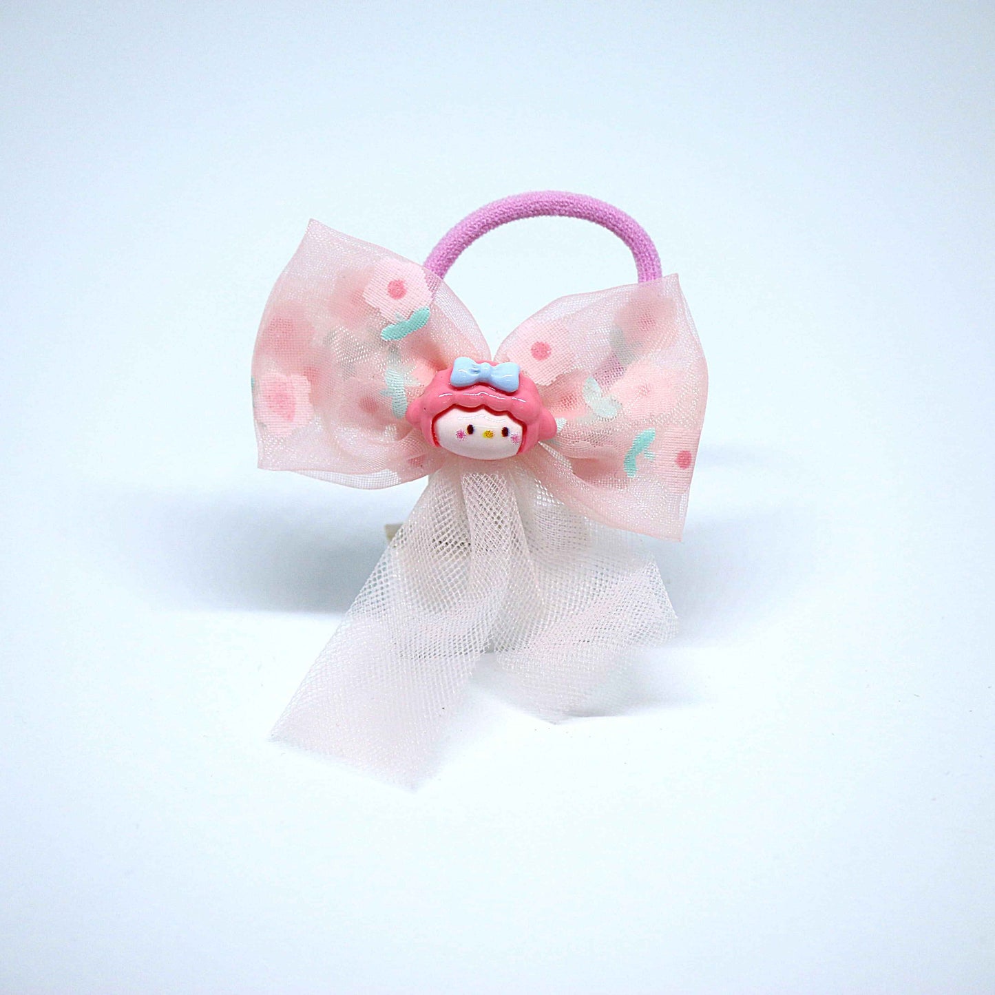 Pink Girl Bow Hair Ties || Rubber Bands