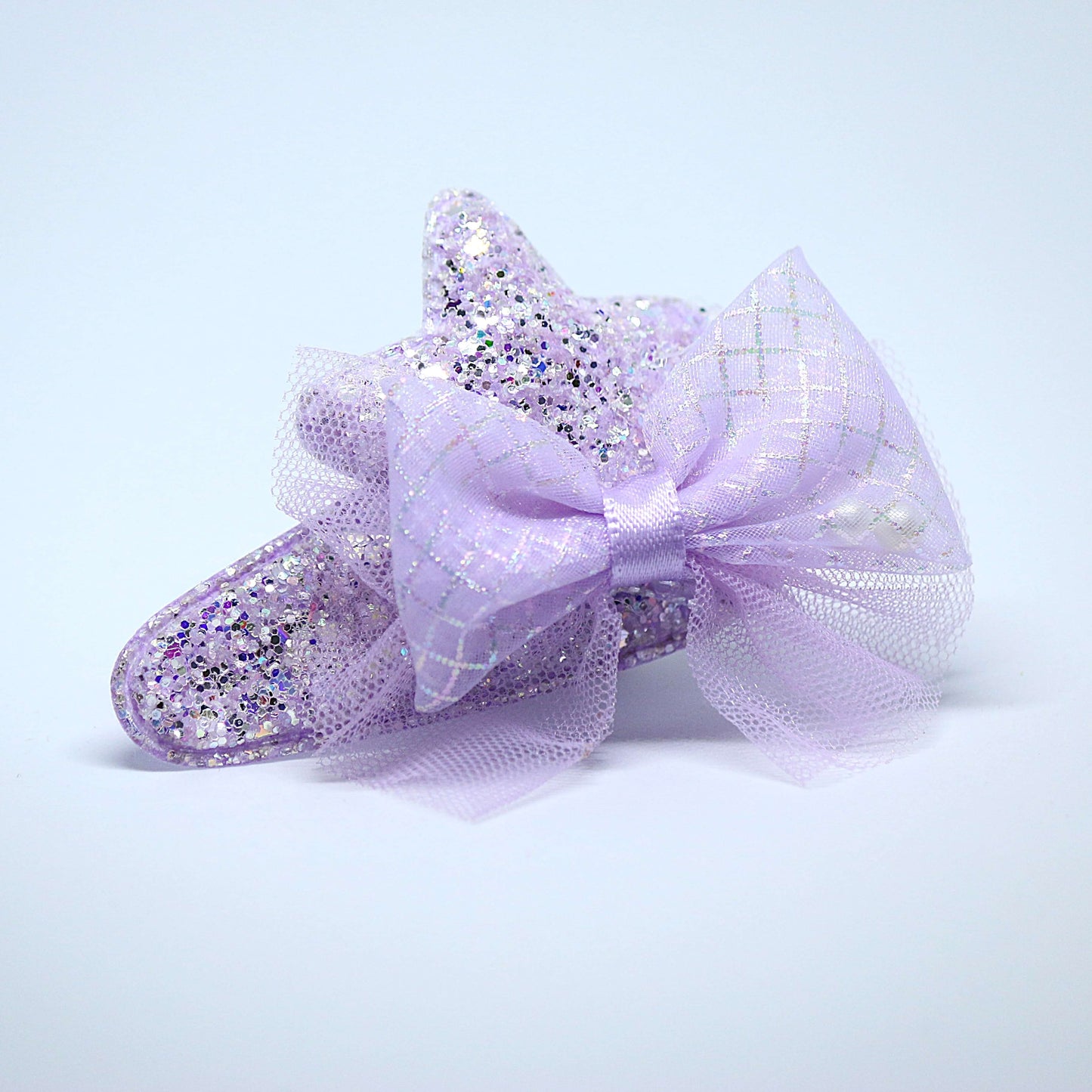 Glittering Lavender Star Bow Clips