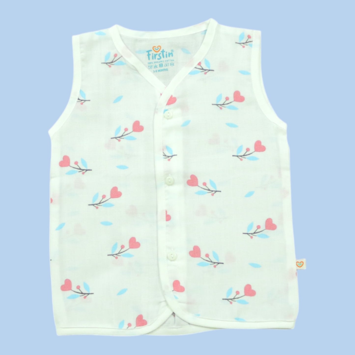 Floral Bird-Patterned Sleeveless Button-Up Jabla