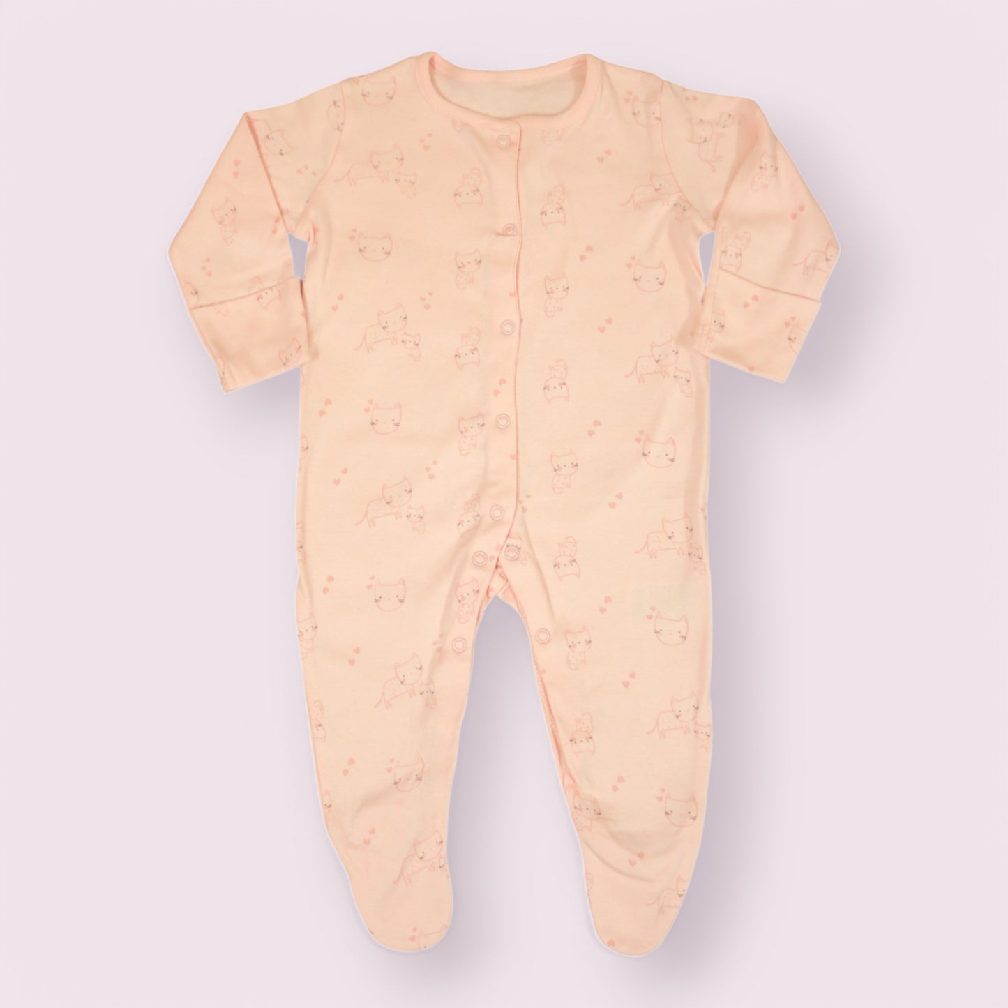 Adorable Kitten Button-Type Footed Romper