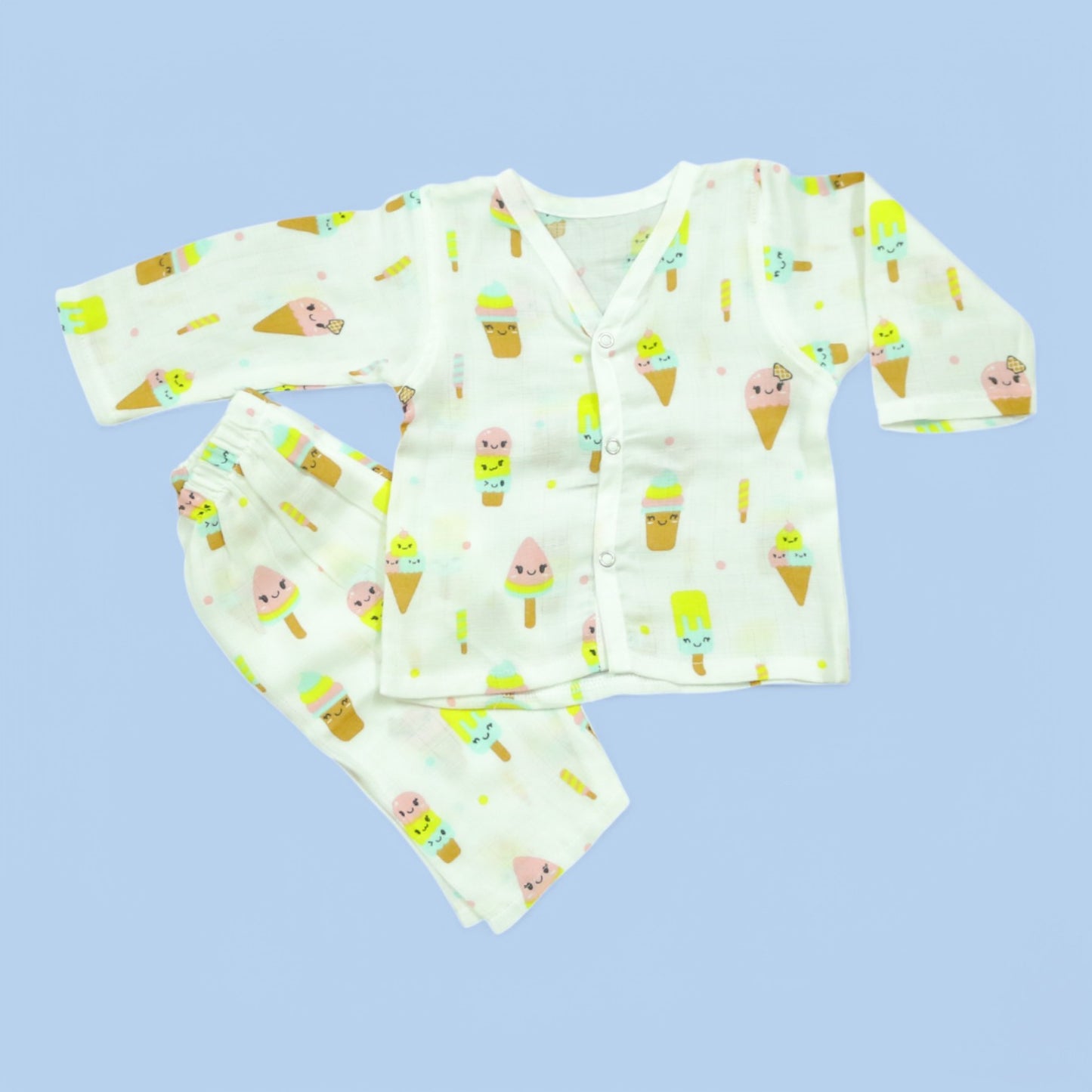 Ice Cream Delight Muslin Full Pant Co-ord Set