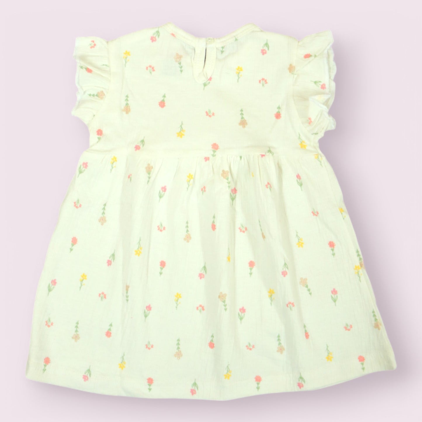 Blossom Charm Frill-Sleeved Crinkled Frock