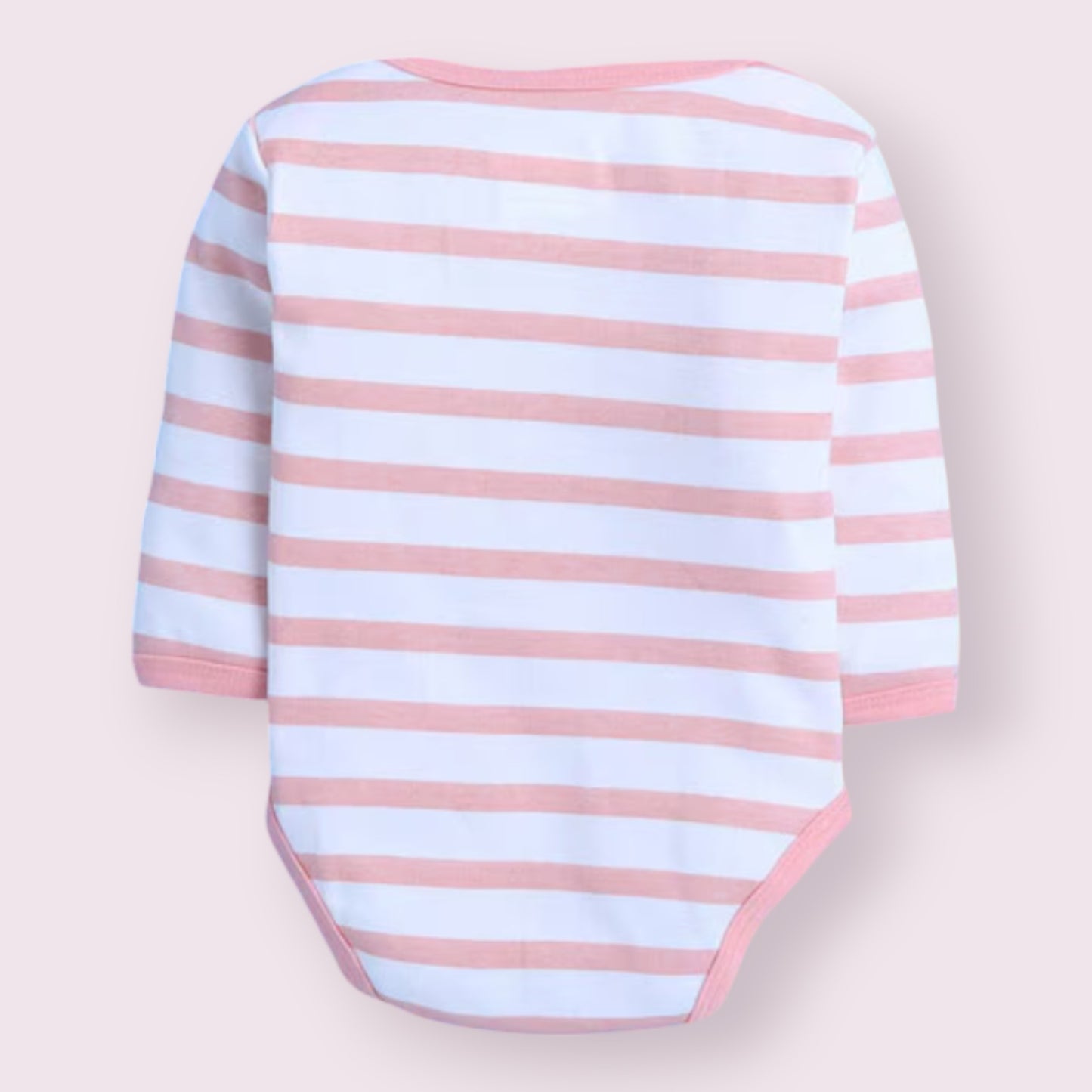Pink & White Striped Long-Sleeve Baby Onesie