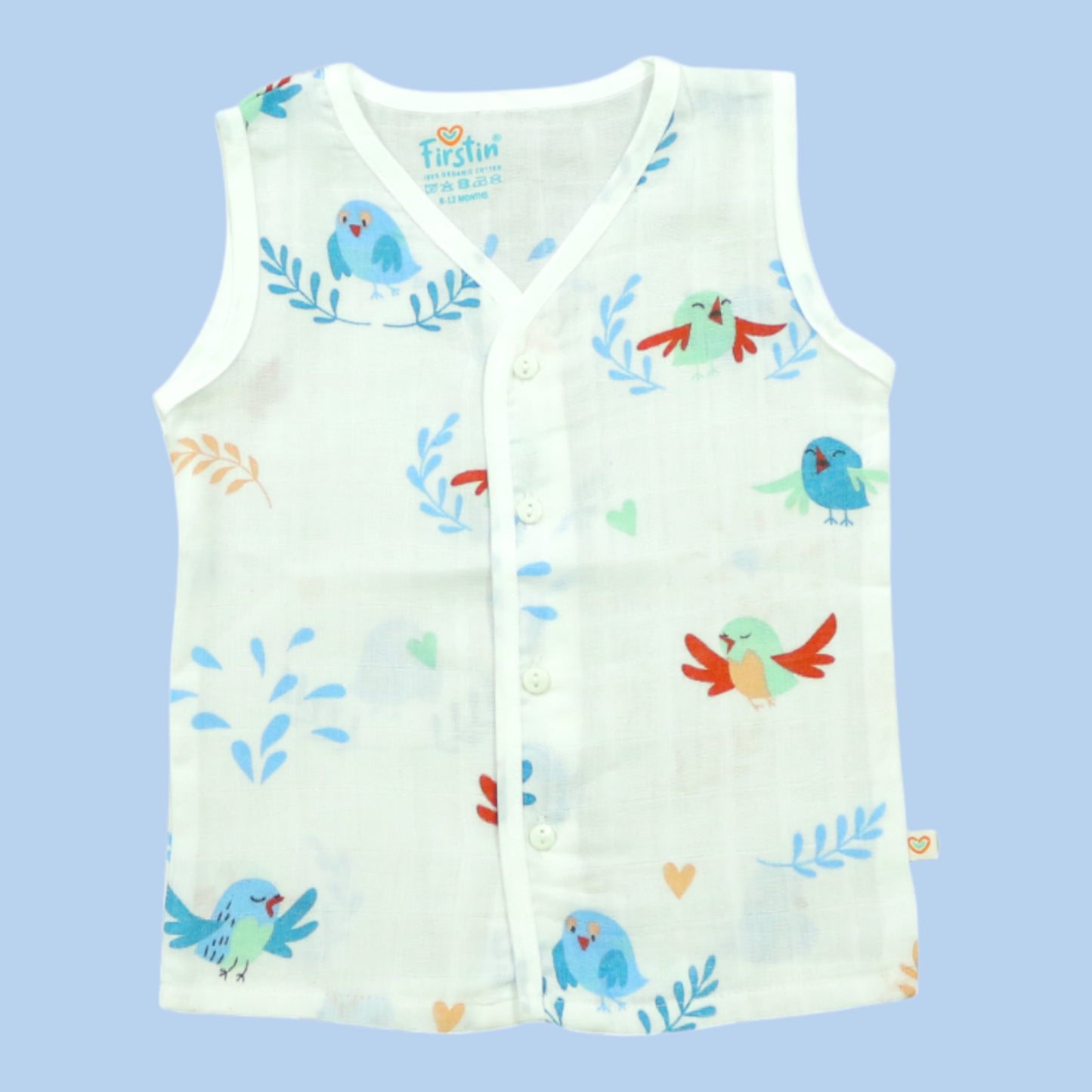 Cheerful Bird Button Sleeveless Jabla