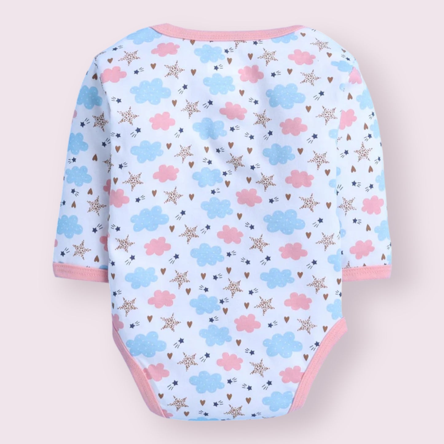 Pink & Blue Cloud Print Long-Sleeve Bodysuit – Cozy Cotton Onesie