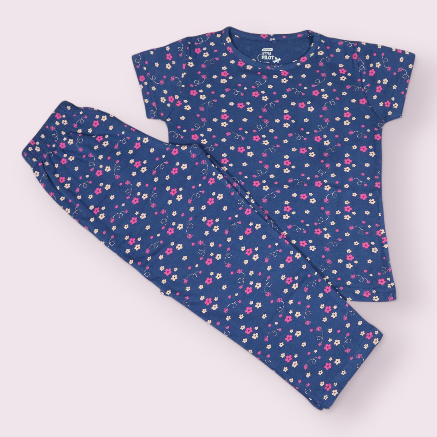 Navy Blue Floral Print Co-Ord Set