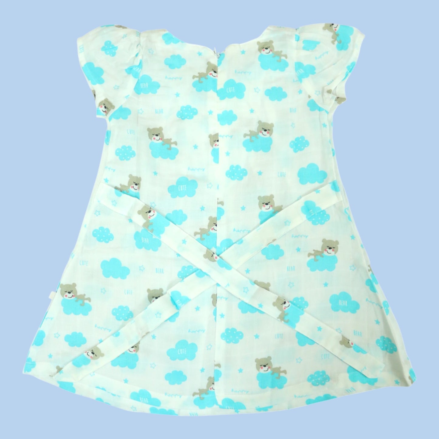 Cloudy Bear Sleeved Frill Muslin Frock