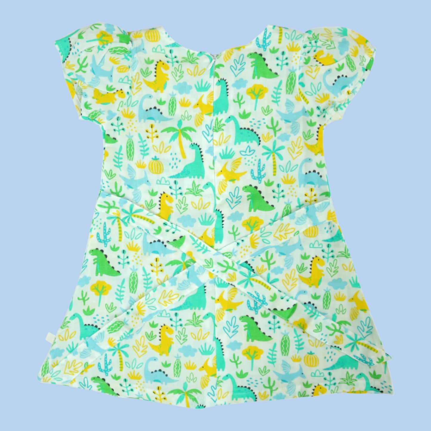 Dinosaur Jungle Sleeved Frill Muslin Frock