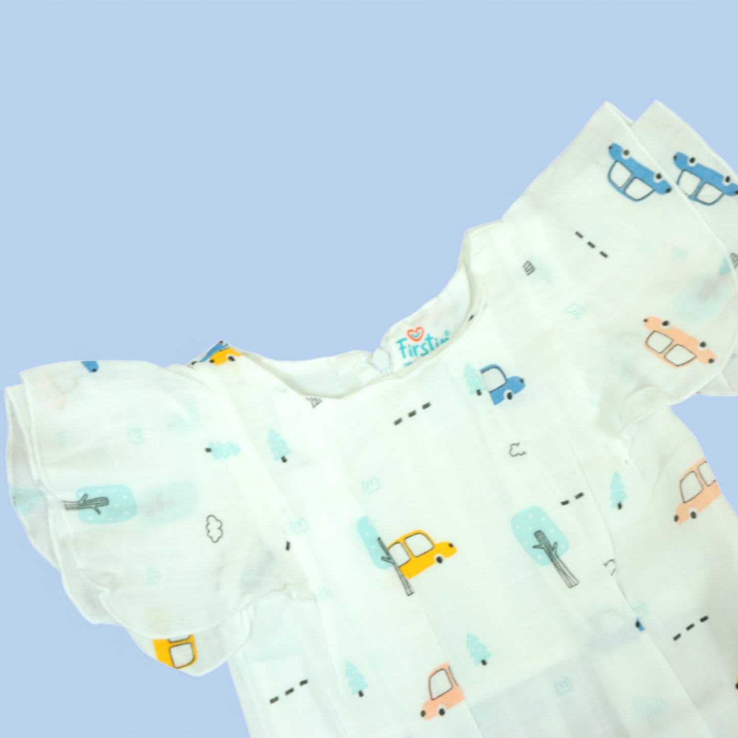 Road Trip Adventure Butterfly-Sleeved Muslin Frock