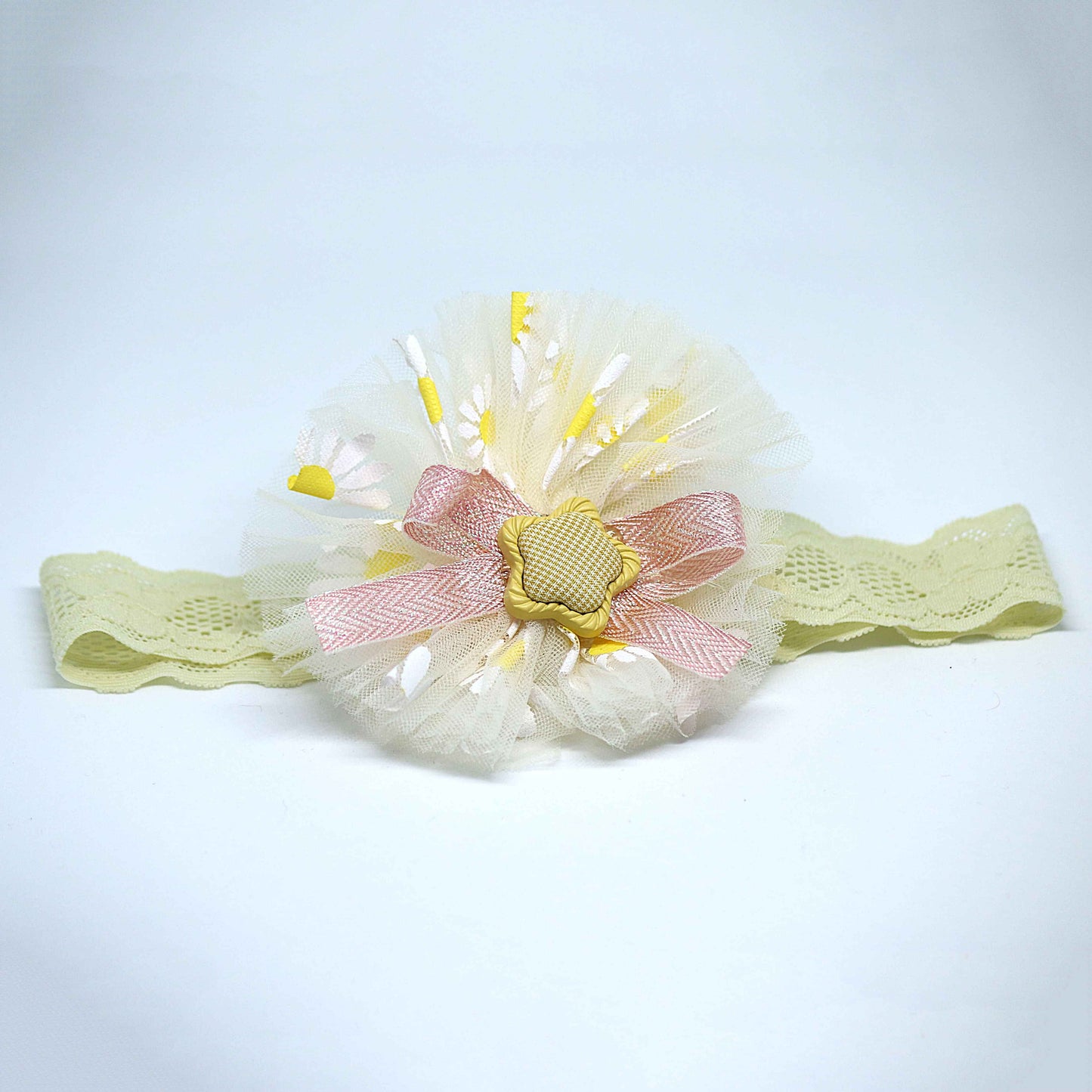Cream Flower Baby Socks and Matching Hairband