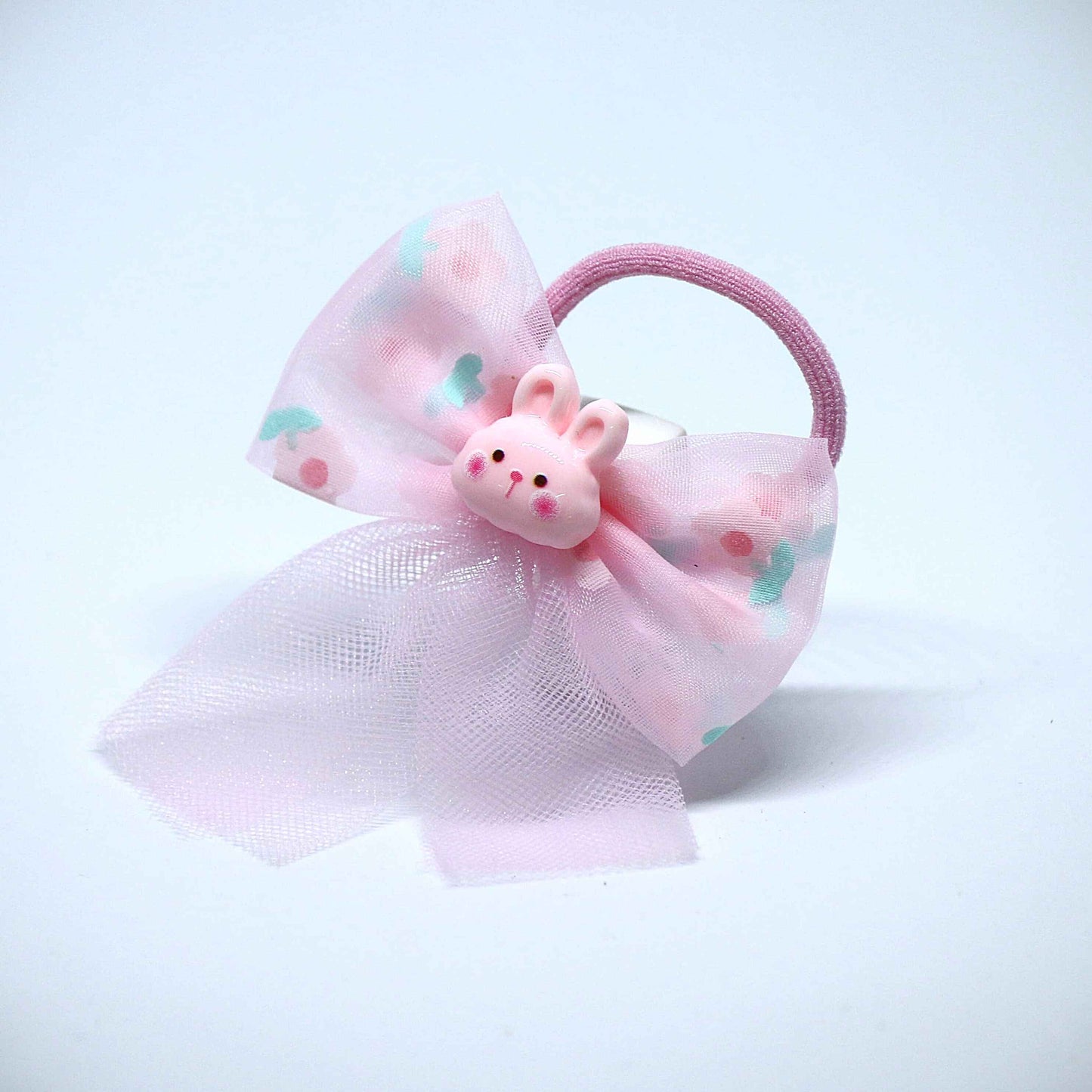 Pink Bunny Bow Hair Ties || Rubber Bands
