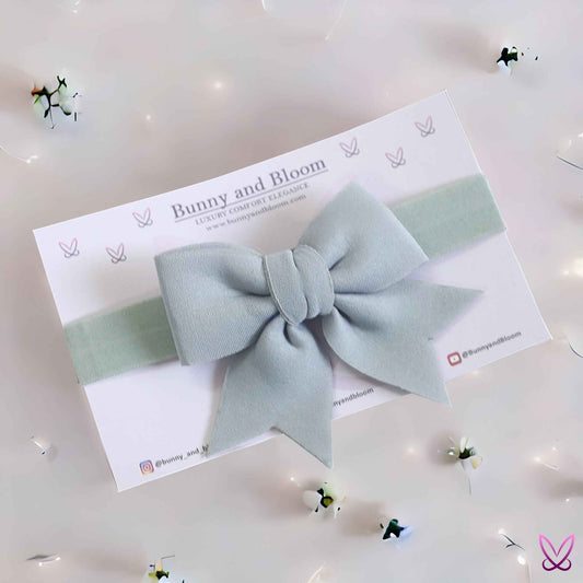 Plain Bow Hairband - Soft Gray