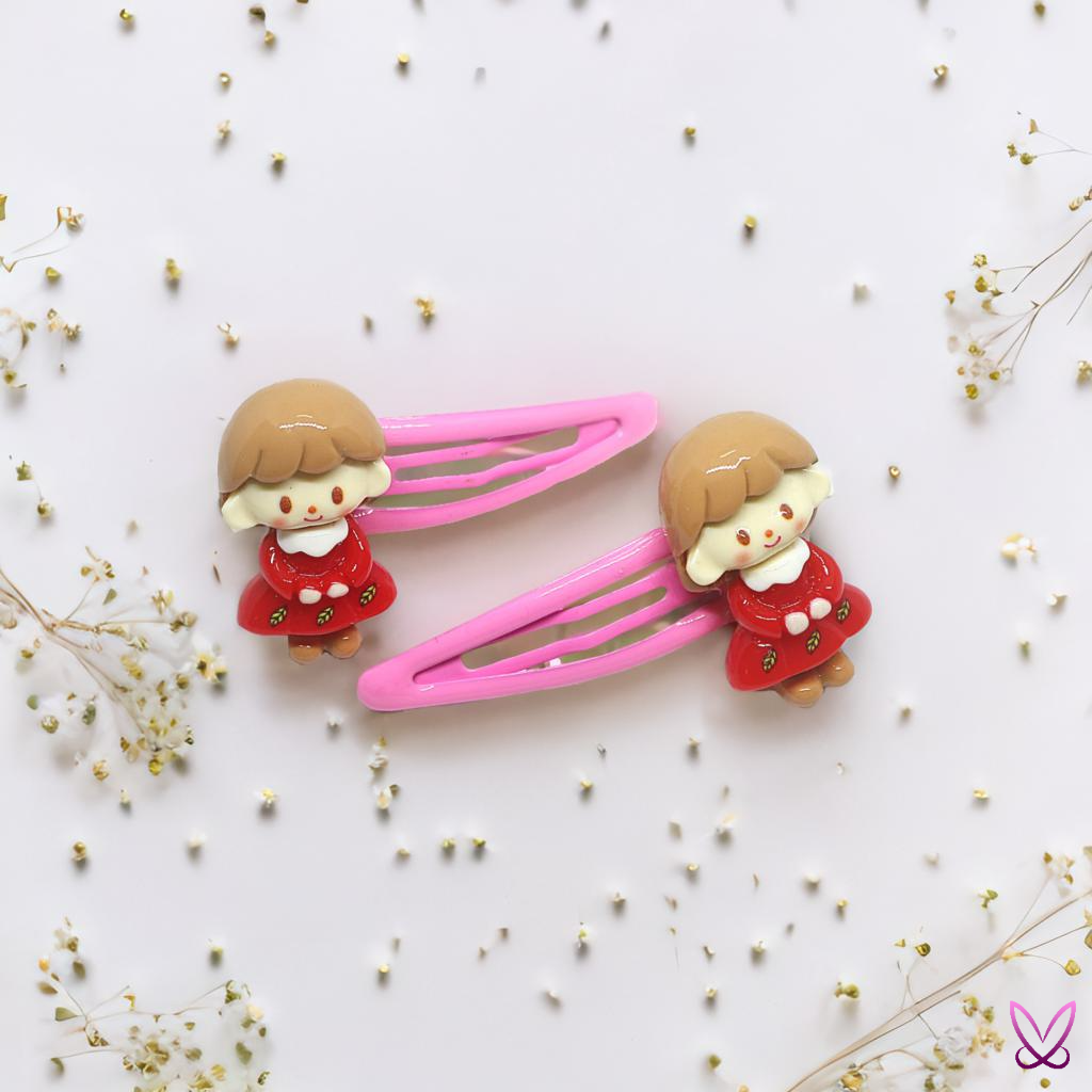Red Strawberry Girl Hair Clips