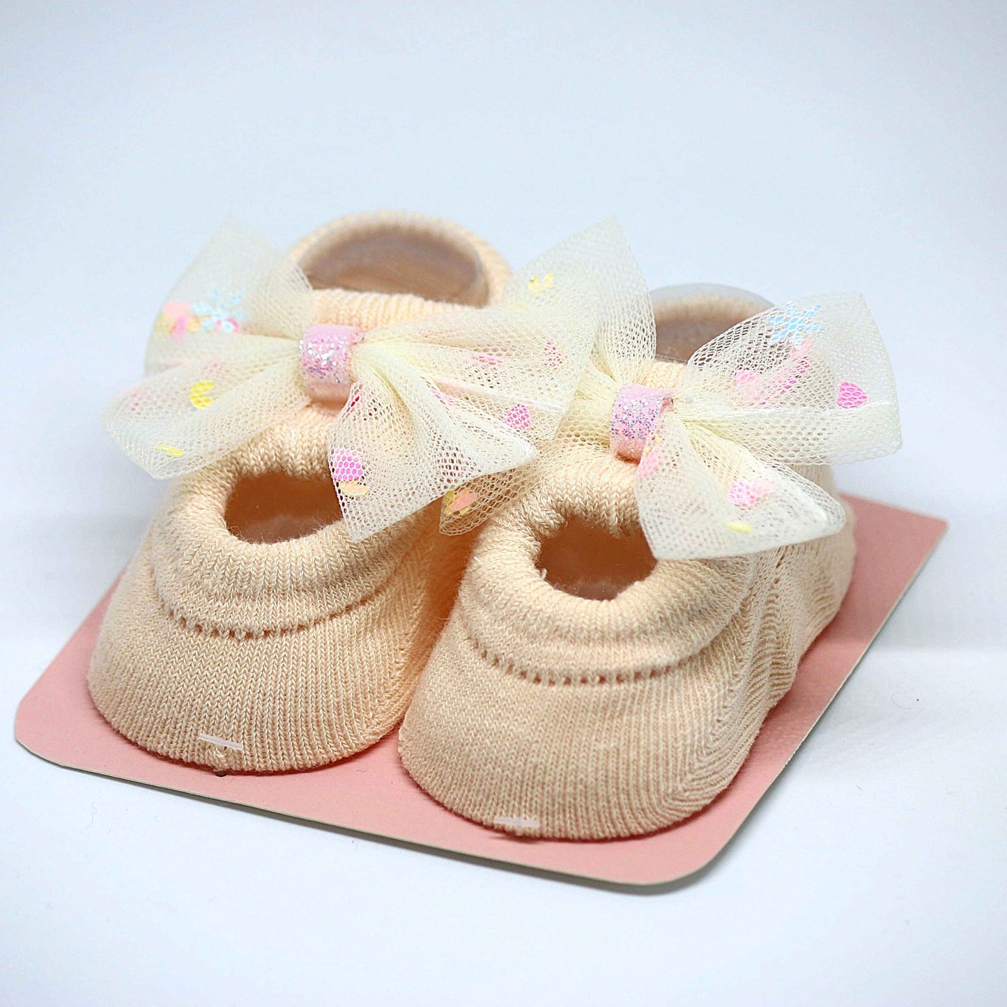 Cream Bow Baby Socks and Matching Pearl Hairband
