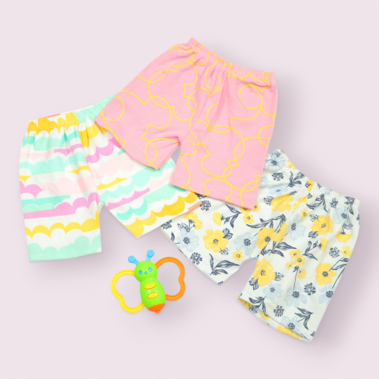 Set of 3 Colourful Cotton Baby Shorts