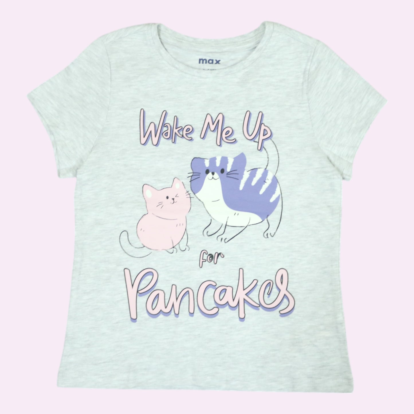 "Wake Me Up for Pancakes" Cat Print T-Shirt