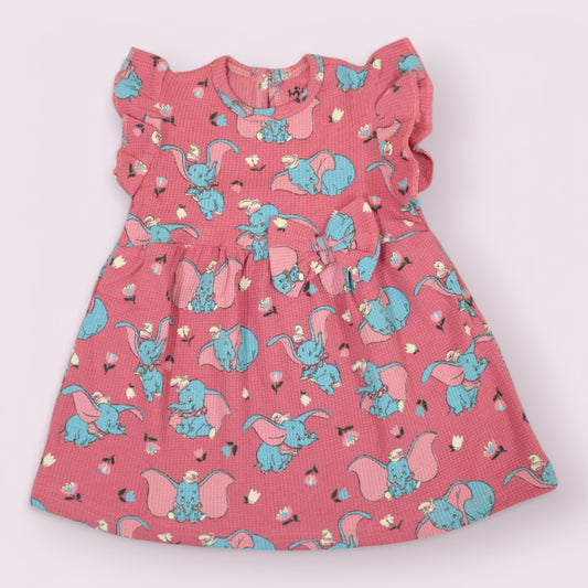 Playful Elephant Frill-Sleeved Frock