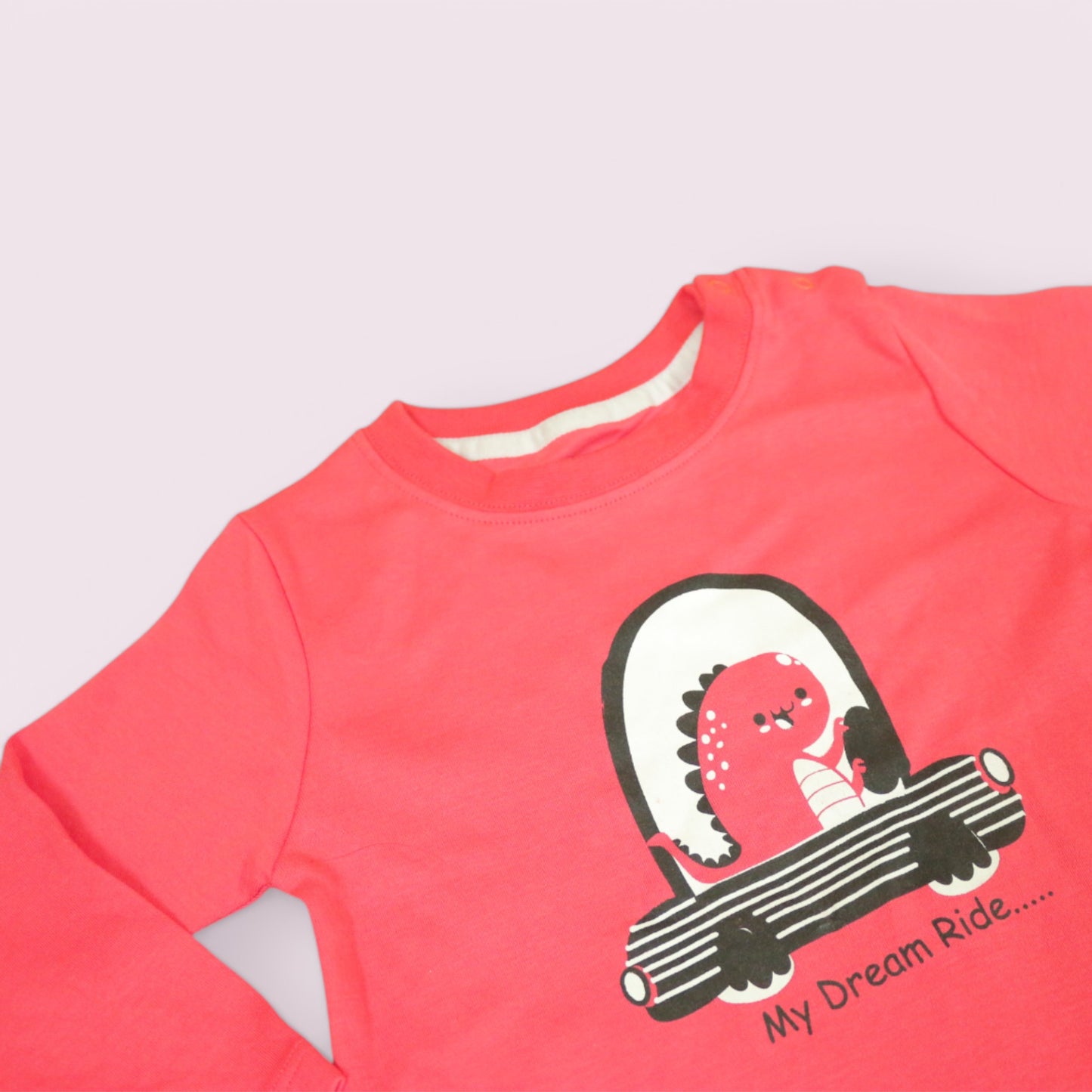 Dino Drive Snap-Button Footed Romper