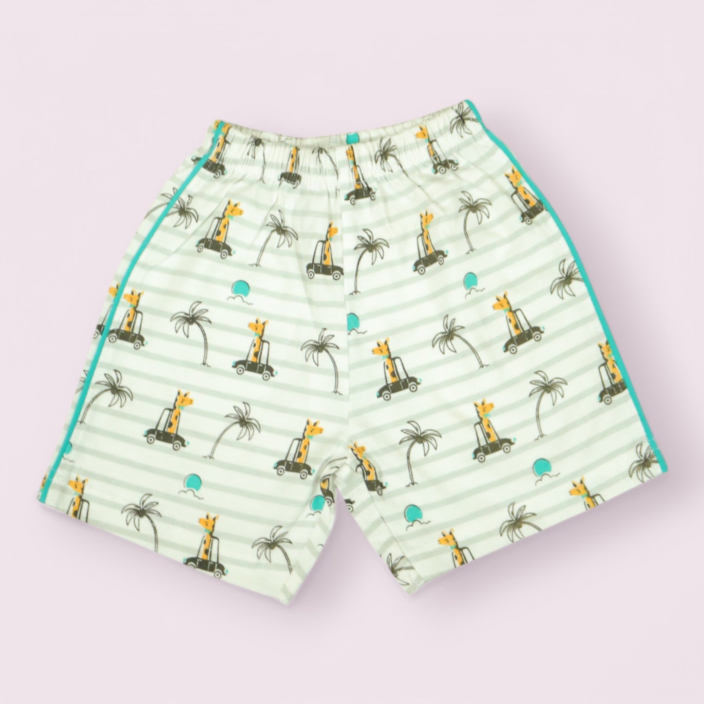 Fun Giraffe-Print Cotton Shorts