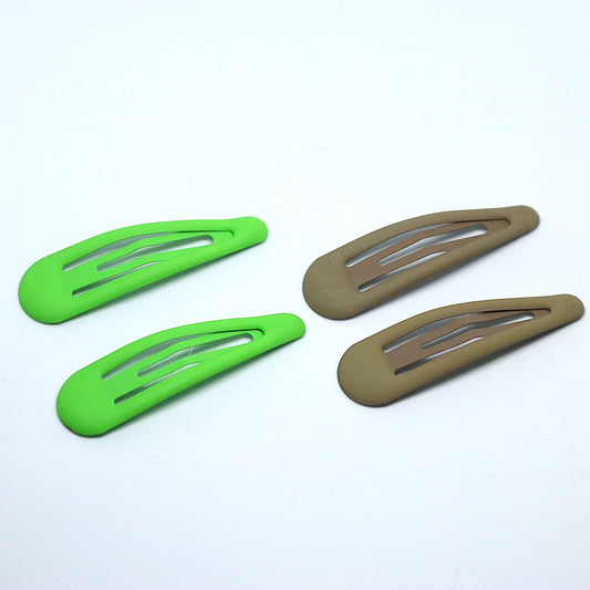 Premium Matte finish tic tac hair clips - Green and Dark beige