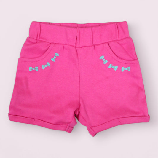 Pretty in Pink Bow-Embellished Cotton Shorts