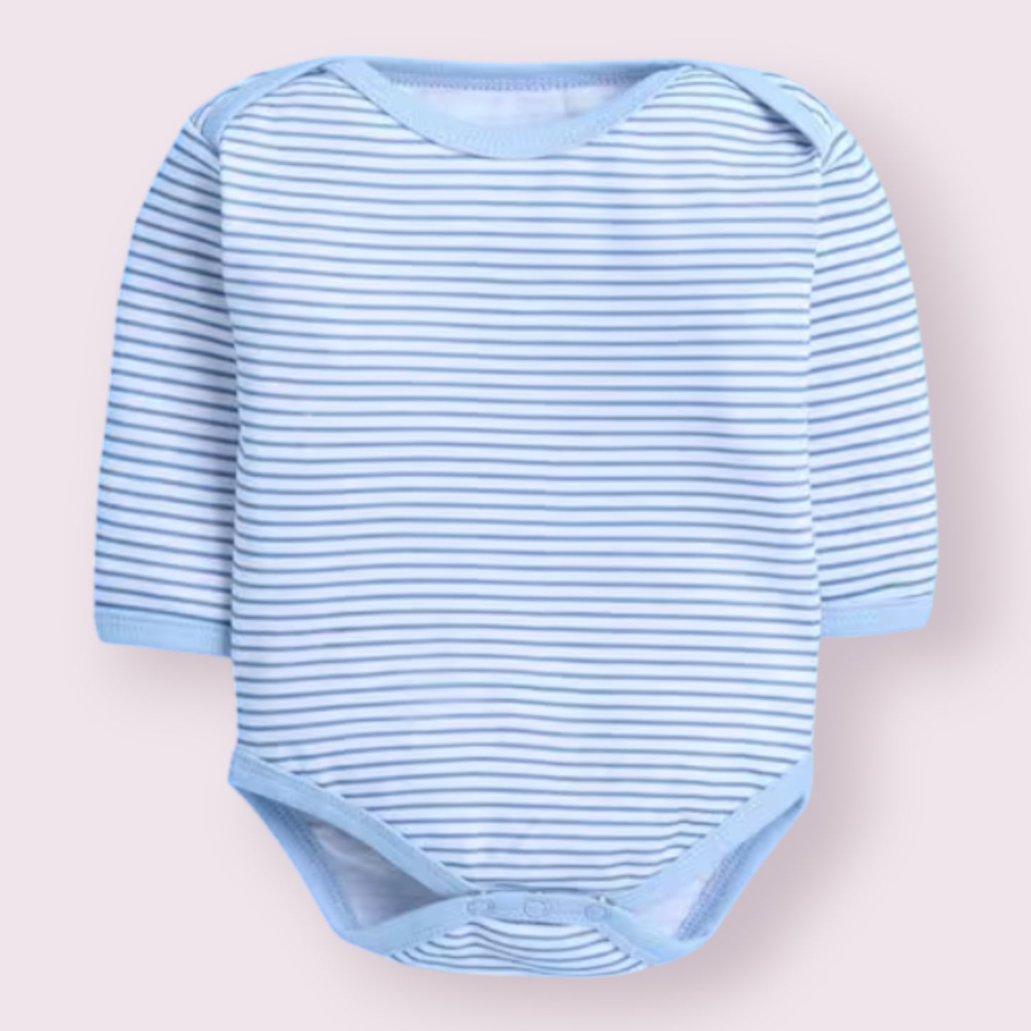 Blue Striped Long-Sleeve Baby Onesie