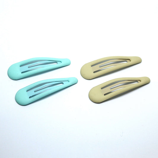 Premium Matte finish tic tac hair clips - Baby blue and Beige/ Brown