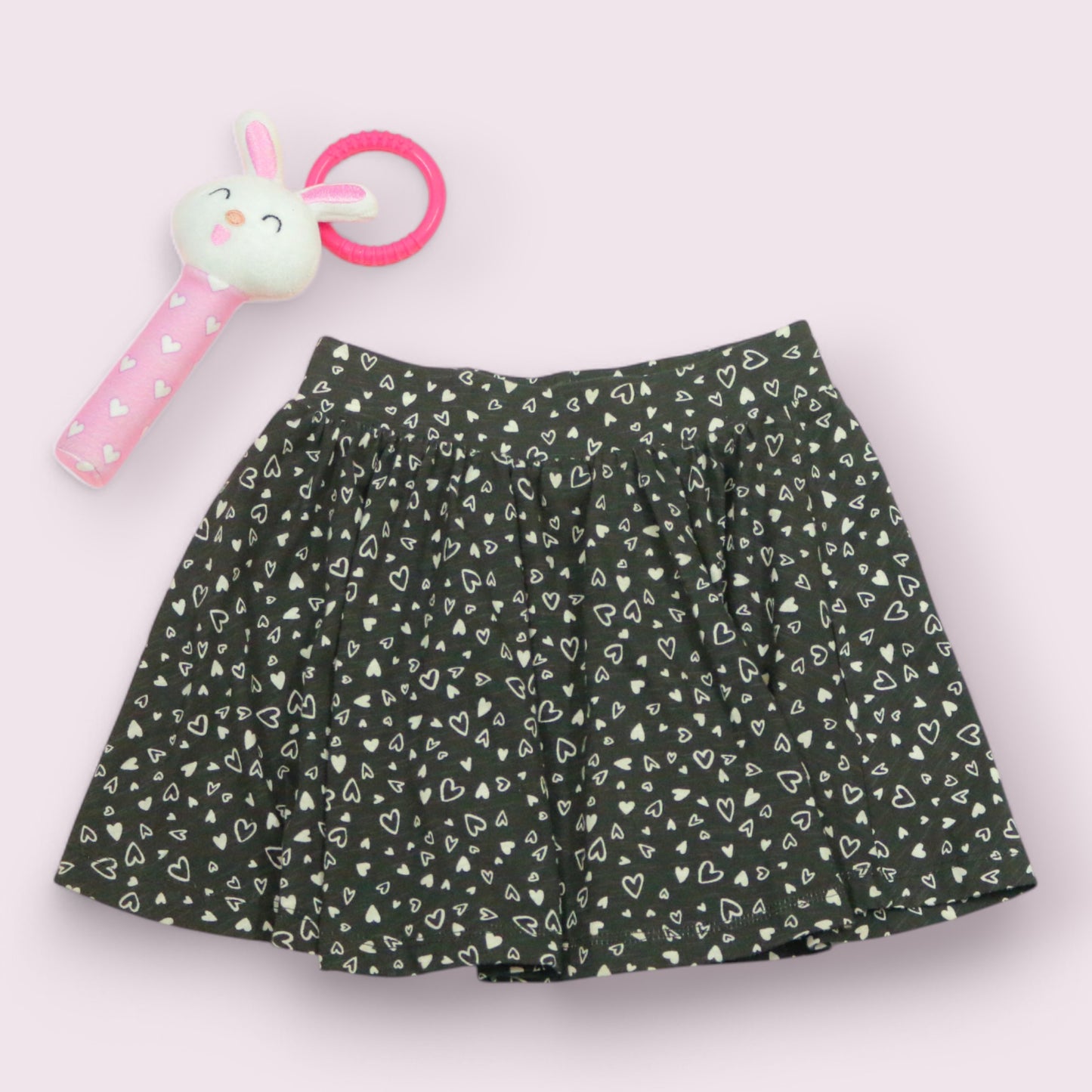 Premium Black Heart Pattern Cotton Skirt