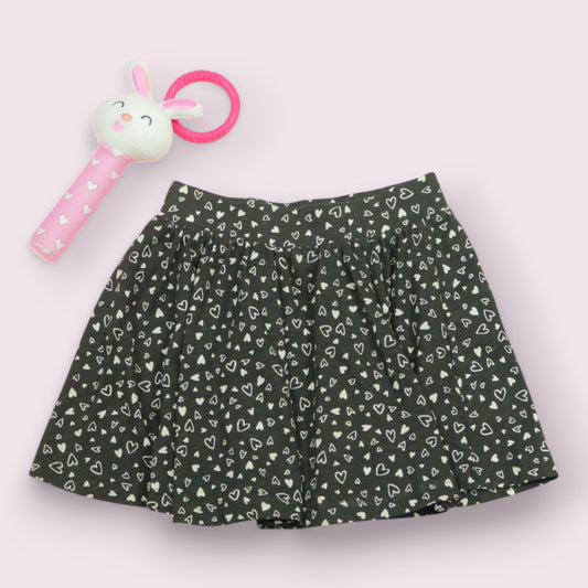 Premium Black Heart Pattern Cotton Skirt