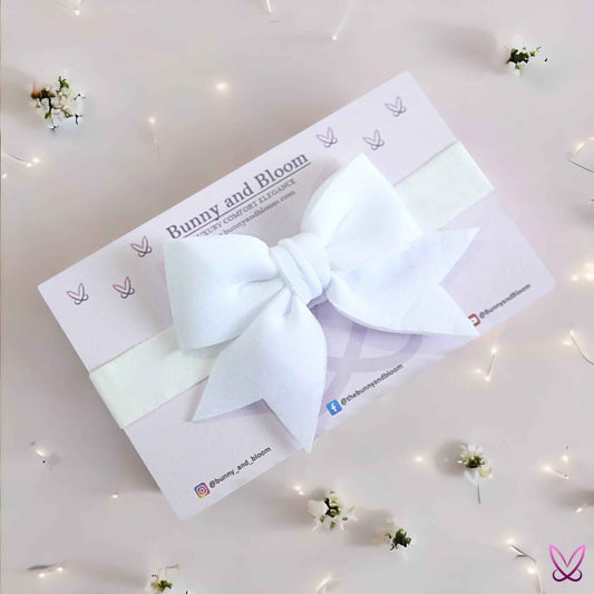 Plain Bow Hairband - White