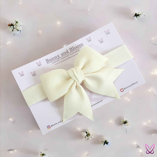 Plain Bow Hairband - Cream