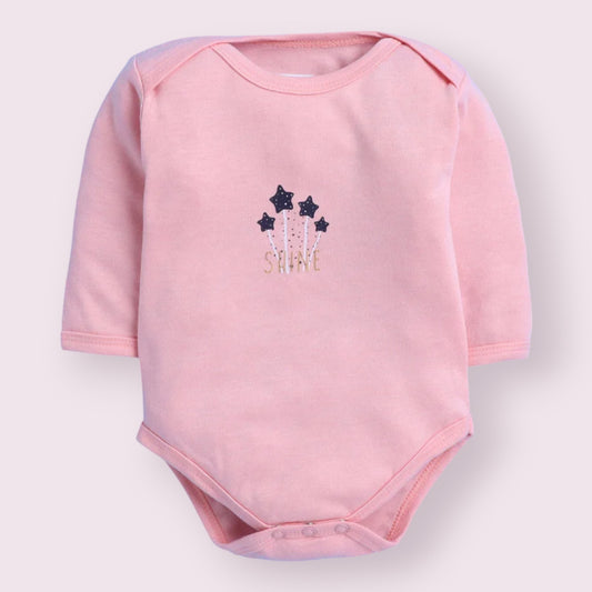 Pink Shine Star Bodysuit - Long Sleeve Baby Onesie