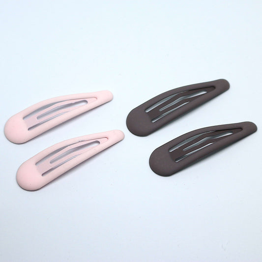 Premium Matte finish tic tac hair clips - Baby pink and Dark brown
