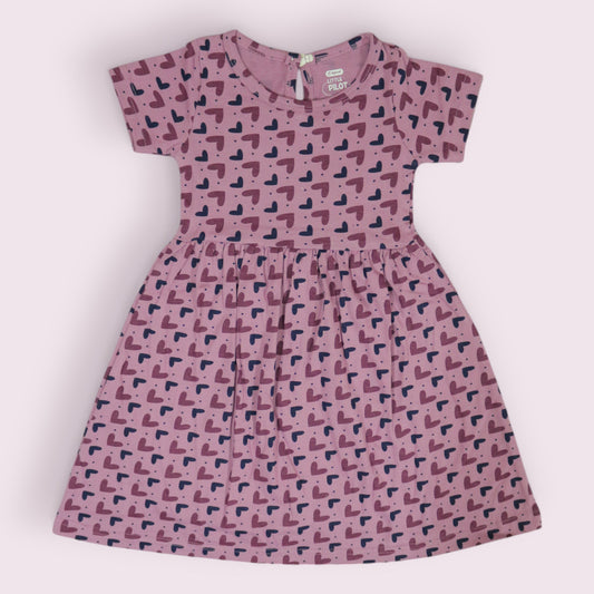 Purple Heart Patterned Sleeved frock