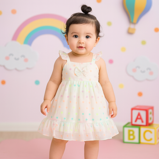 Pastel Polka Dot Sleeveless Party Frock