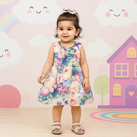 Elegant Floral Sleeveless Frock