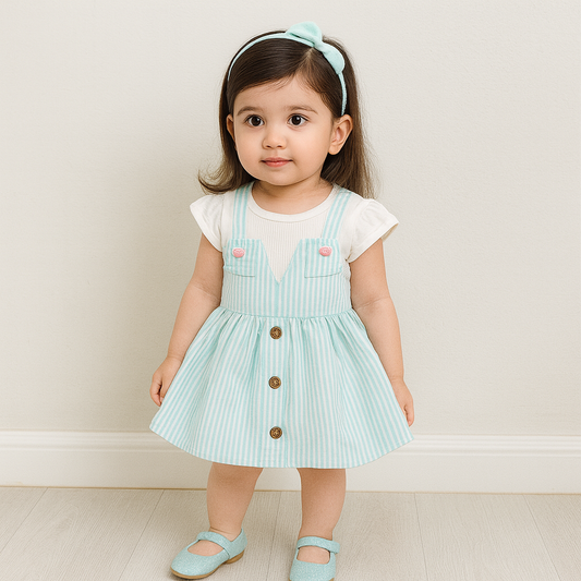 Adorable Mint Striped Frock