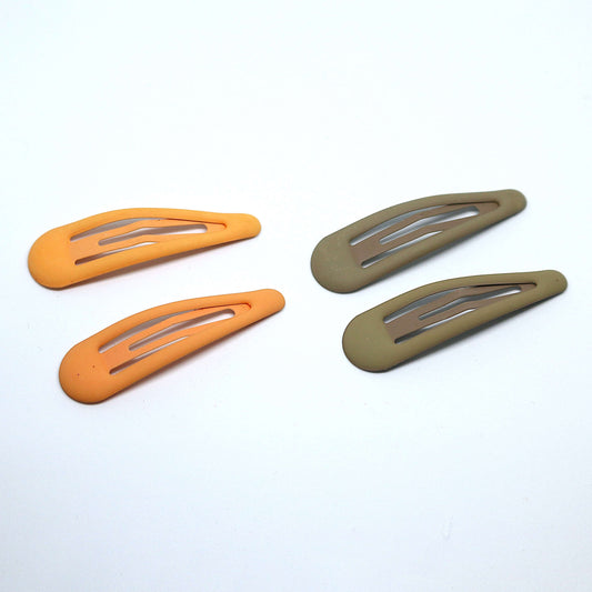 Premium Matte finish tic tac hair clips - Orange and Dark Beige